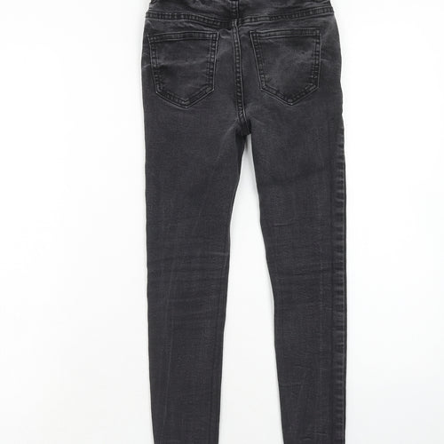 George Girls Grey Cotton Skinny Jeans Size 10-11 Years Regular Zip - Distressed Hem