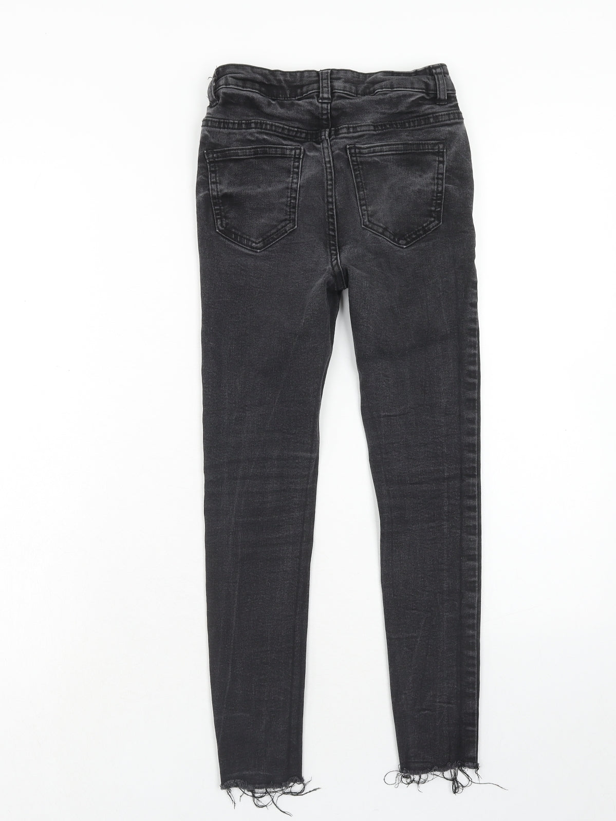 George Girls Grey Cotton Skinny Jeans Size 10-11 Years Regular Zip - Distressed Hem