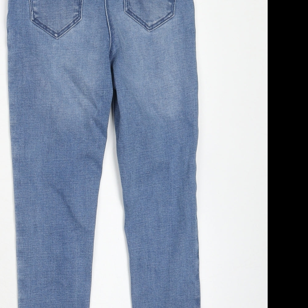 Matalan Girls Blue Cotton Skinny Jeans Size 9 Years Regular Zip