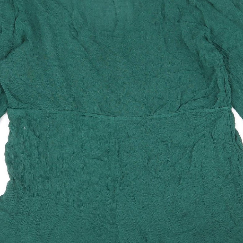 H&M Womens Green Viscose Romper One-Piece Size 16 Button