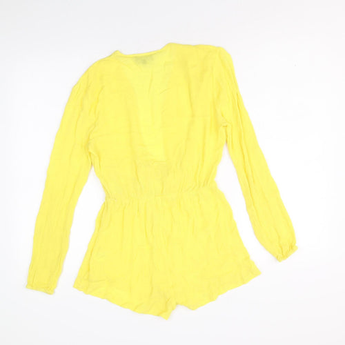 PRETTYLITTLETHING Womens Yellow Viscose Playsuit One-Piece Size 10 Pullover