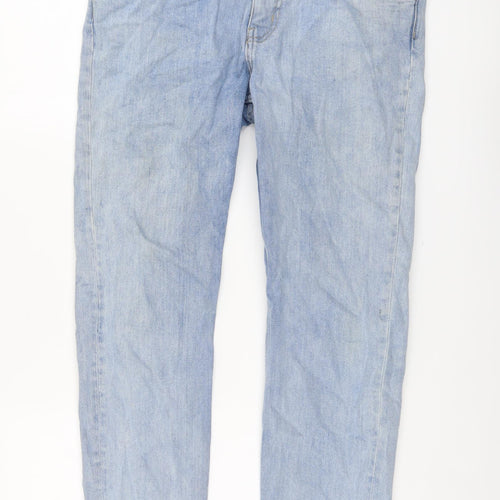Weekday Mens Blue Cotton Straight Jeans Size 33 in L30 in Regular Button