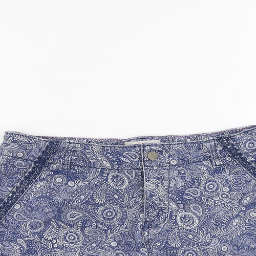 Fat Face Girls Blue Geometric Cotton Chino Shorts Size 12-13 Years Regular Zip