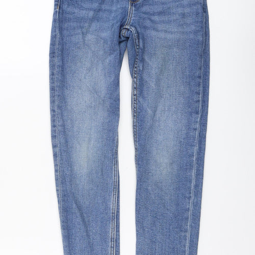 Zara Girls Blue Cotton Straight Jeans Size 9 Years Slim Button