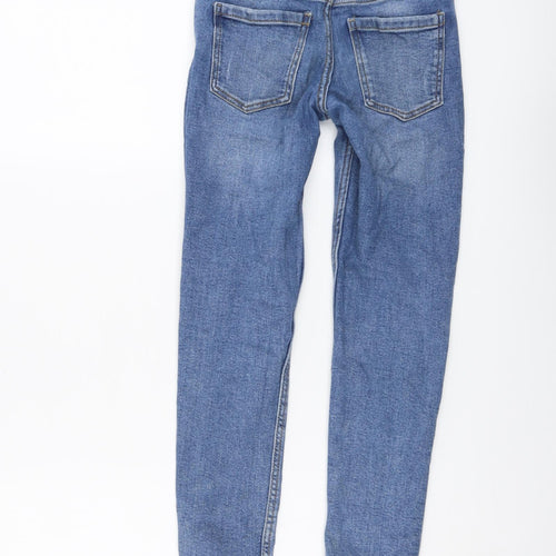 Zara Girls Blue Cotton Straight Jeans Size 9 Years Slim Button