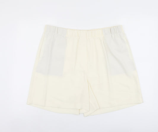 Marks and Spencer Womens Ivory Polyester Bermuda Shorts Size 18 L5 in Regular Pull On