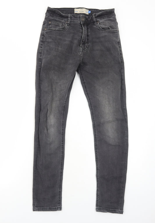 NEXT Mens Black Cotton Straight Jeans Size 28 in Regular Zip