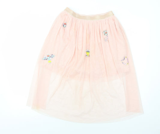 Marks and Spencer Girls Pink Polyester A-Line Skirt Size 10-11 Years Regular Pull On