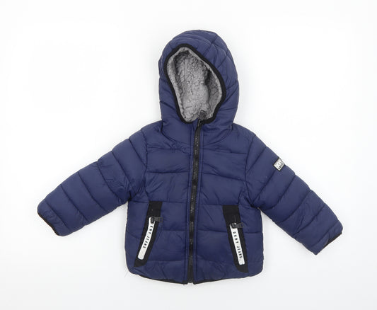 DKNY Boys Blue Quilted Jacket Size 5 Years Zip