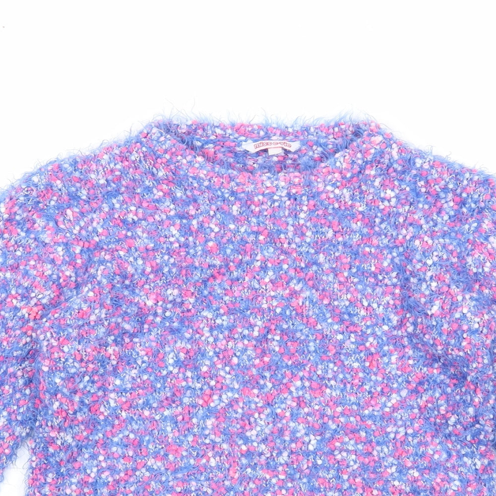 Miss Evie Girls Blue Round Neck Polyester Pullover Jumper Size 11-12 Years Pullover