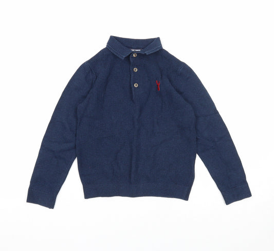 NEXT Boys Blue Collared Cotton Pullover Jumper Size 6 Years Button