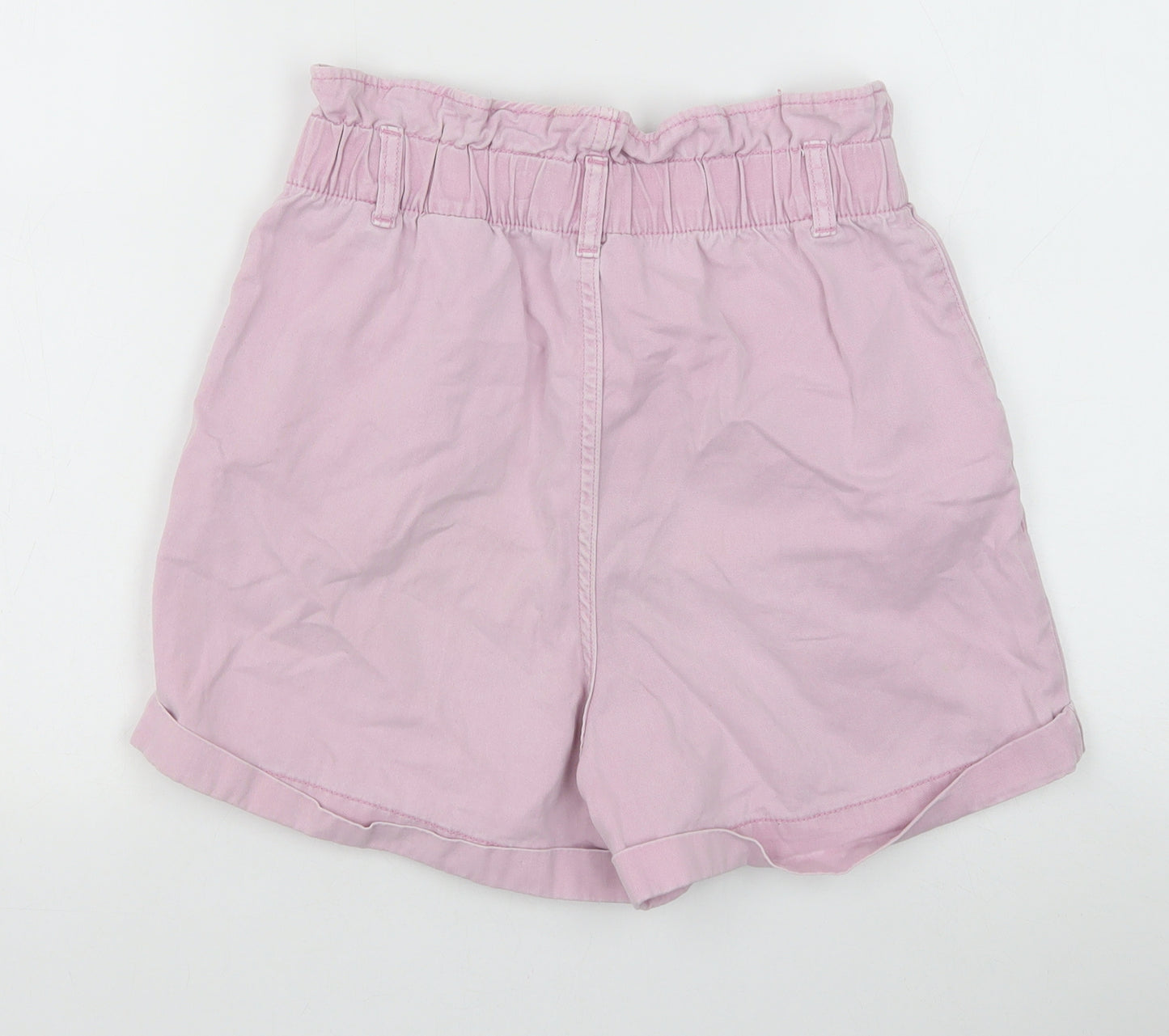 H&M Womens Pink 100% Cotton Paperbag Shorts Size 10 Regular Zip