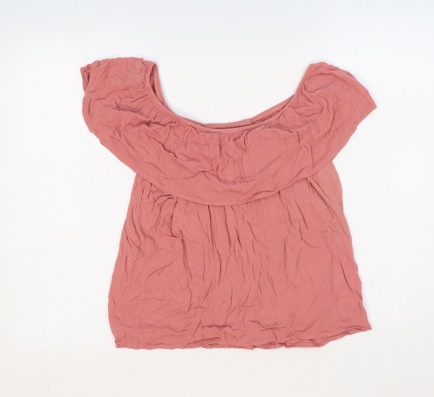 Garage Womens Pink Viscose Basic Blouse Size 10 Off the Shoulder - Bardot