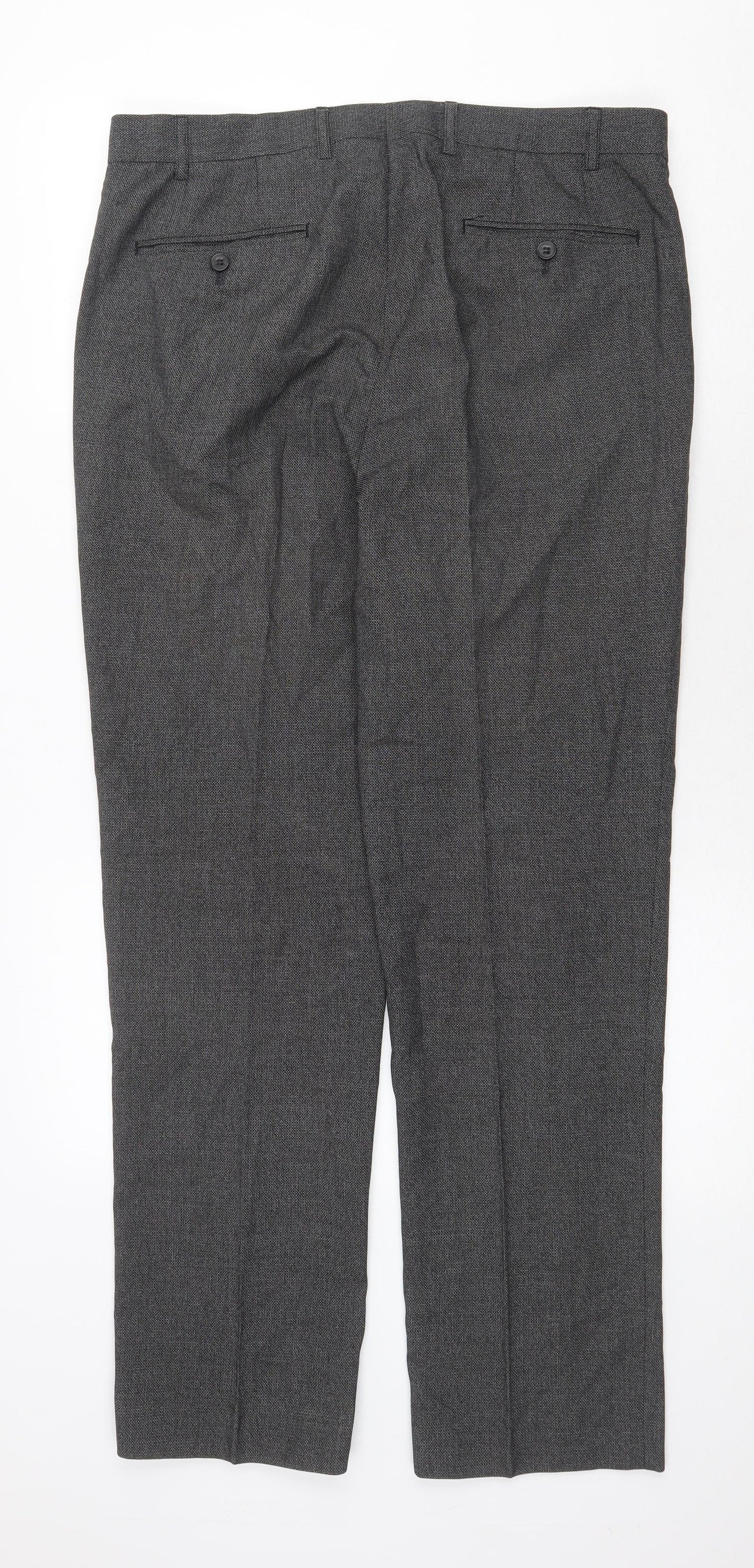Skopes Mens Grey Polyester Dress Pants Trousers Size 34 in Regular Zip