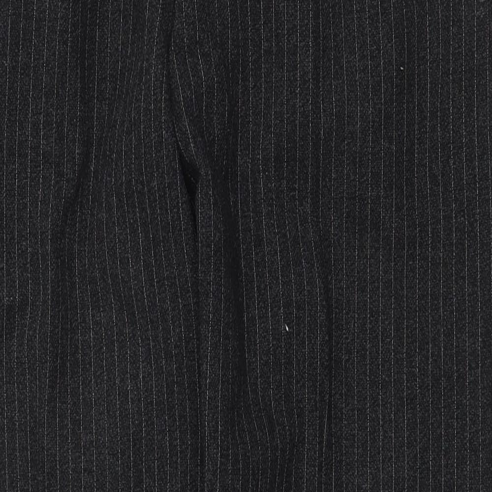 FMT Mens Black Striped Wool Dress Pants Trousers Size 34 in Regular Zip