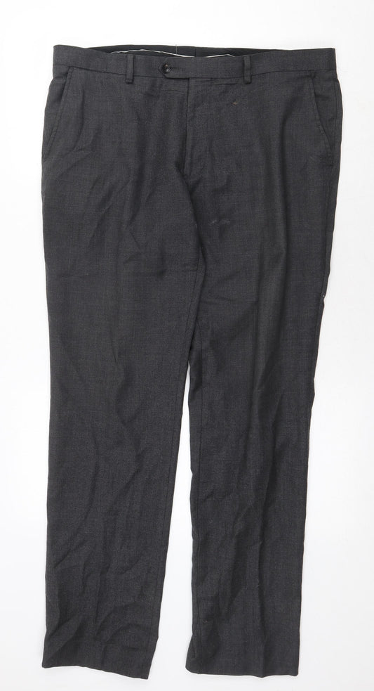 NEXT Mens Grey Cotton Dress Pants Trousers Size 34 in Regular Zip