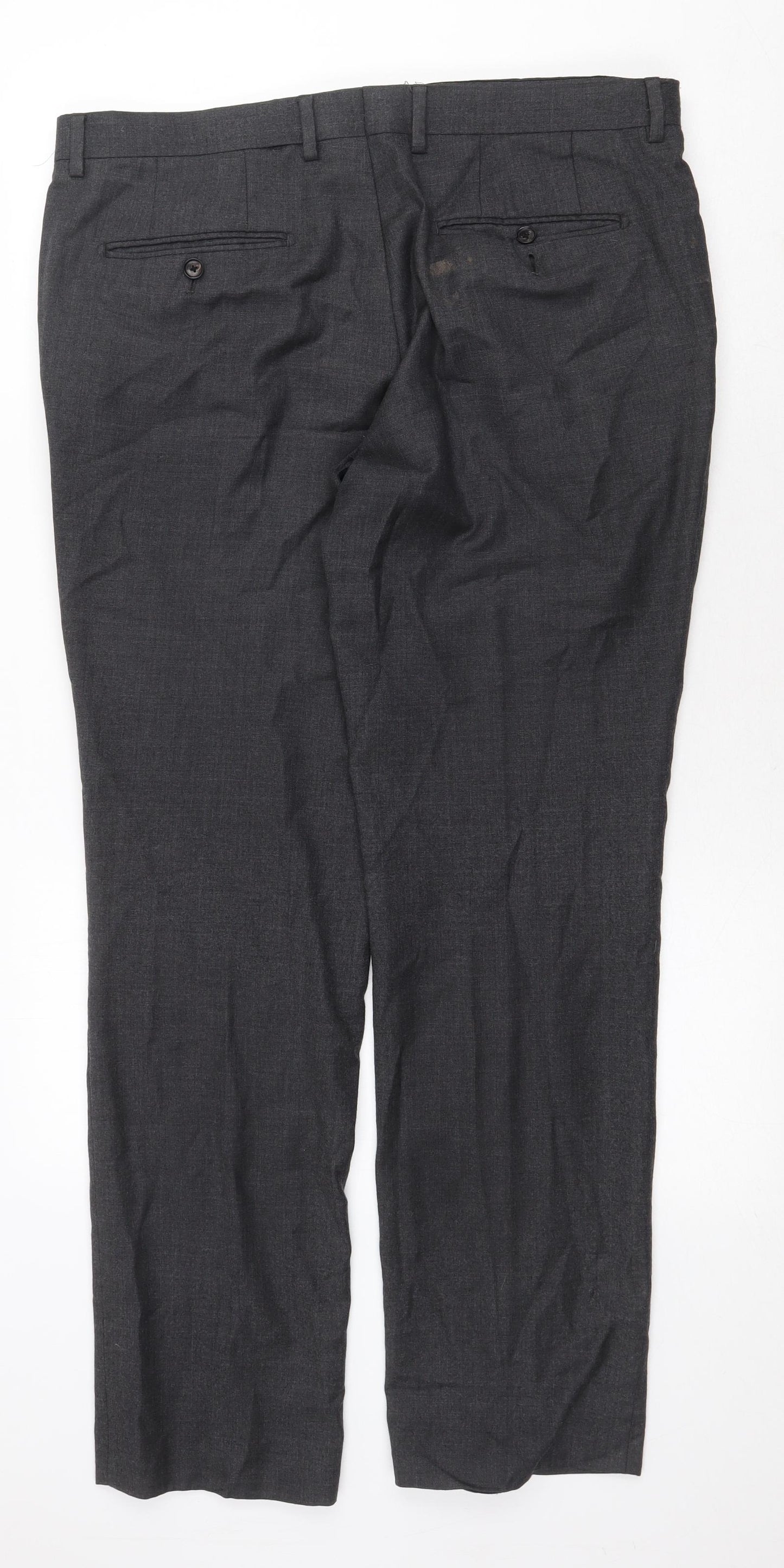 NEXT Mens Grey Cotton Dress Pants Trousers Size 34 in Regular Zip