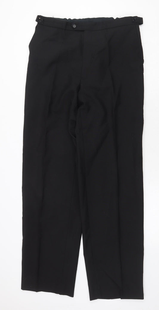 Marks and Spencer Mens Black Polyester Dress Pants Trousers Size 36 in Regular Zip