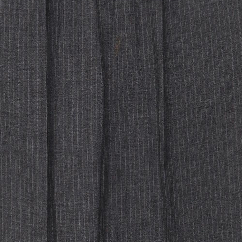 Marks and Spencer Mens Grey Striped Polyester Dress Pants Trousers Size 34 in Regular Zip