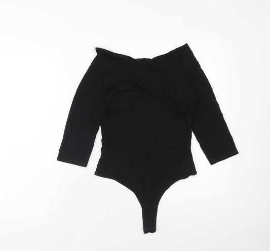 ASOS Womens Black Viscose Bodysuit One-Piece Size 8 Snap