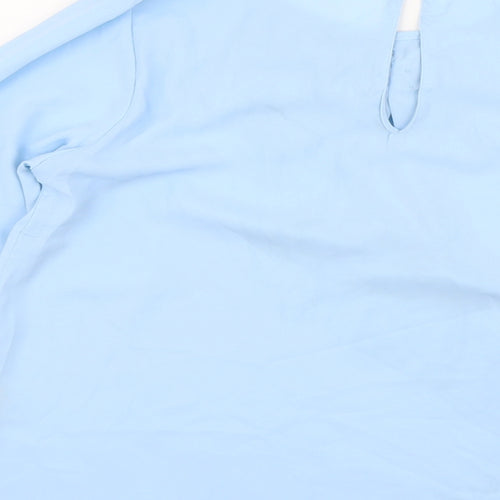 Millenium Womens Blue Polyester Basic Blouse Size M Boat Neck