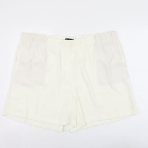 Marks and Spencer Womens Ivory Polyester Bermuda Shorts Size 24 L6 in Regular Pull On
