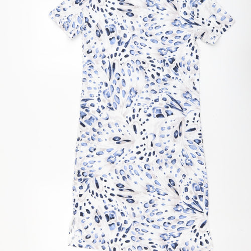 Marks and Spencer Womens Blue Geometric Cotton Top Dress Size XS