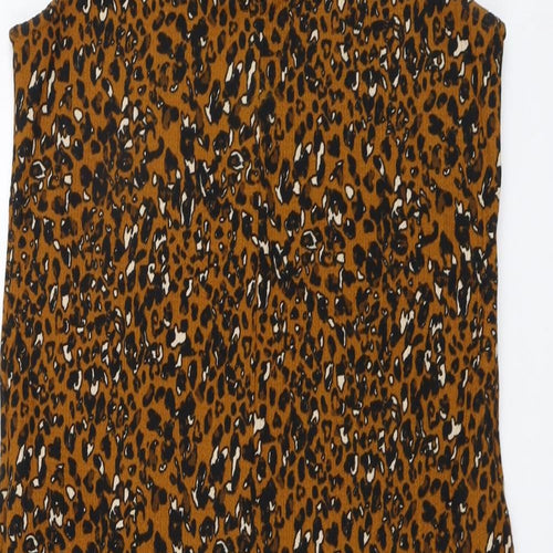 NEXT Womens Brown Animal Print Polyester Romper One-Piece Size 8 Button - Leopard Print