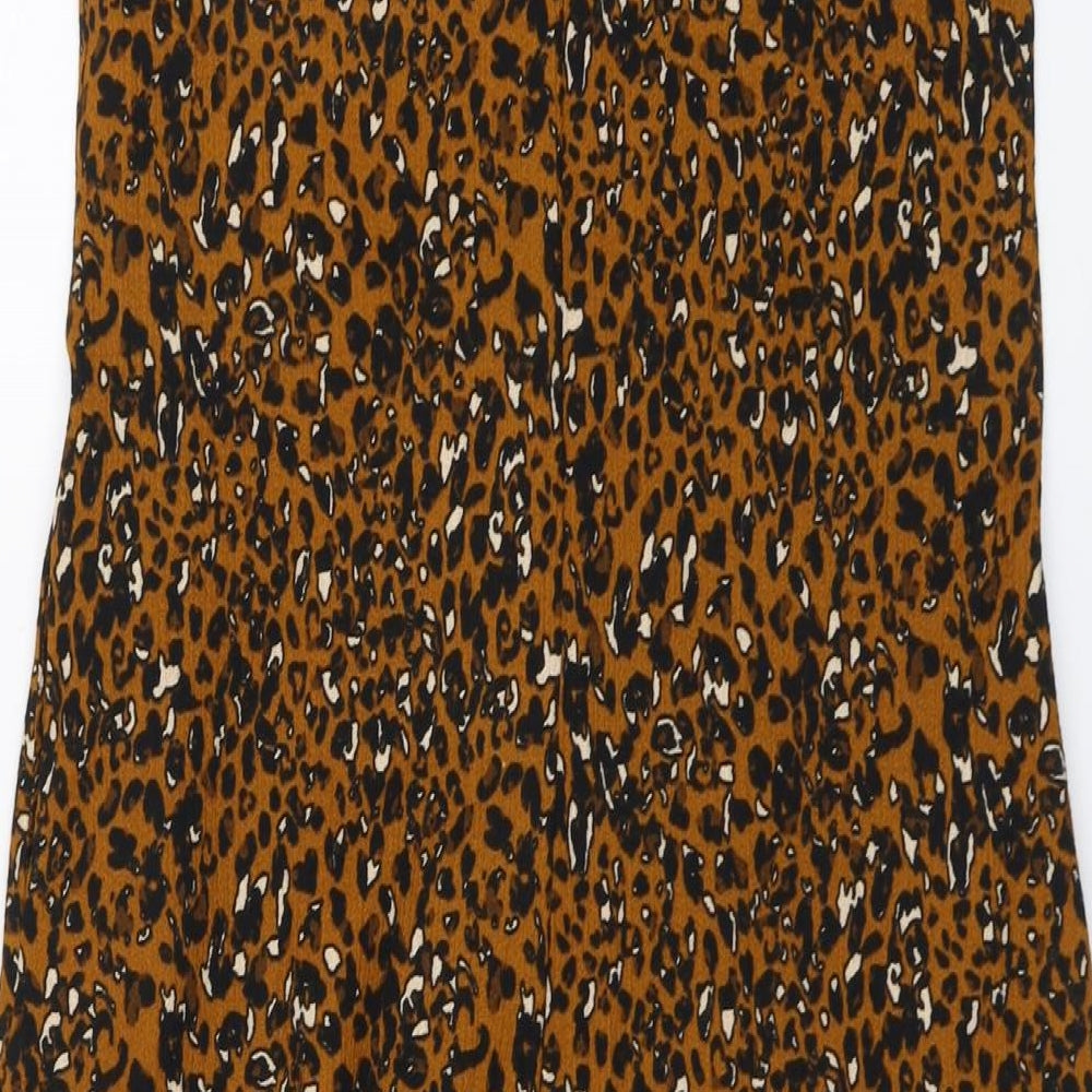 NEXT Womens Brown Animal Print Polyester Romper One-Piece Size 8 Button - Leopard Print