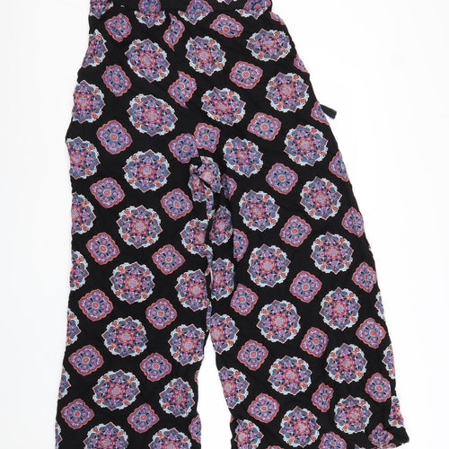 Paprika Womens Black Geometric Viscose Trousers Size L L25 in Regular Tie