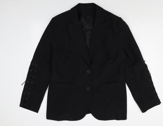 Preworn Womens Black Polyester Jacket Blazer Size 16