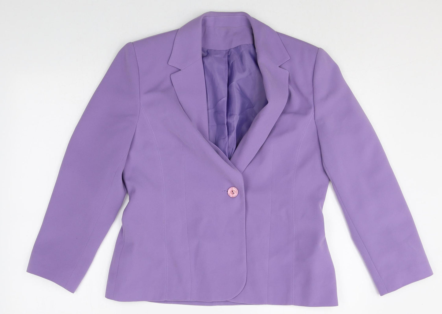Anne Brooks Womens Purple Polyester Jacket Blazer Size 14
