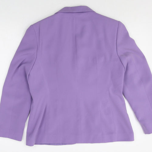 Anne Brooks Womens Purple Polyester Jacket Blazer Size 14