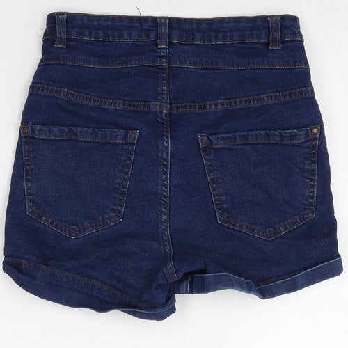 New Look Womens Blue Cotton Sailor Shorts Size 6 Regular Zip