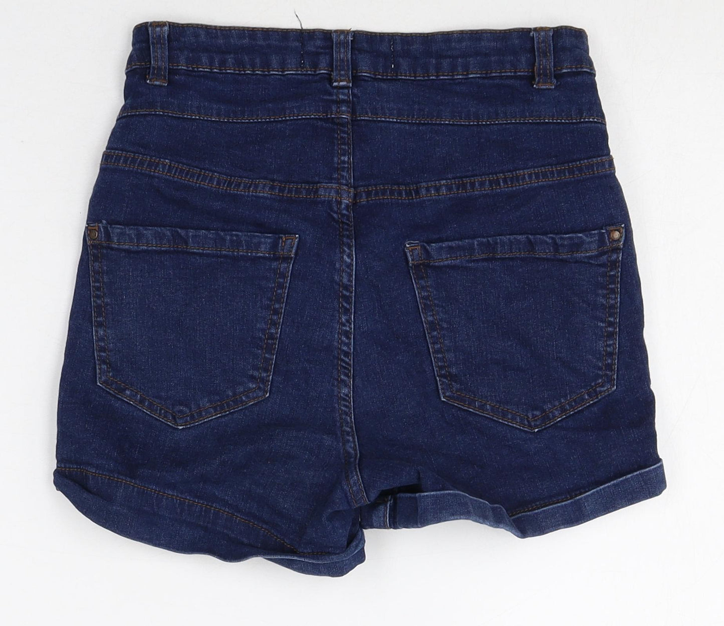 New Look Womens Blue Cotton Sailor Shorts Size 6 Regular Zip