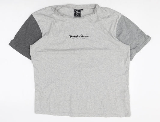 Beck & Hersey Mens Grey Cotton T-Shirt Size M Round Neck