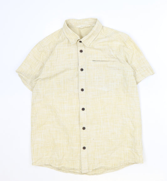 Mountain Warehouse Mens Beige Geometric Cotton Button-Up Size S Collared Button