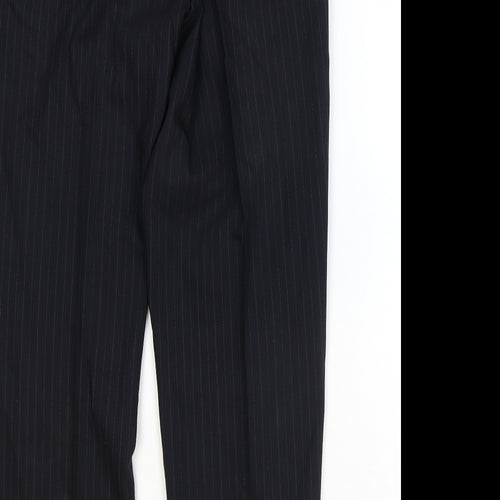 Preworn Mens Blue Striped Wool Dress Pants Trousers Size 36 in Regular Zip
