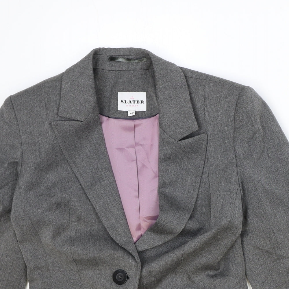 Slaters Womens Grey Polyester Jacket Blazer Size 6
