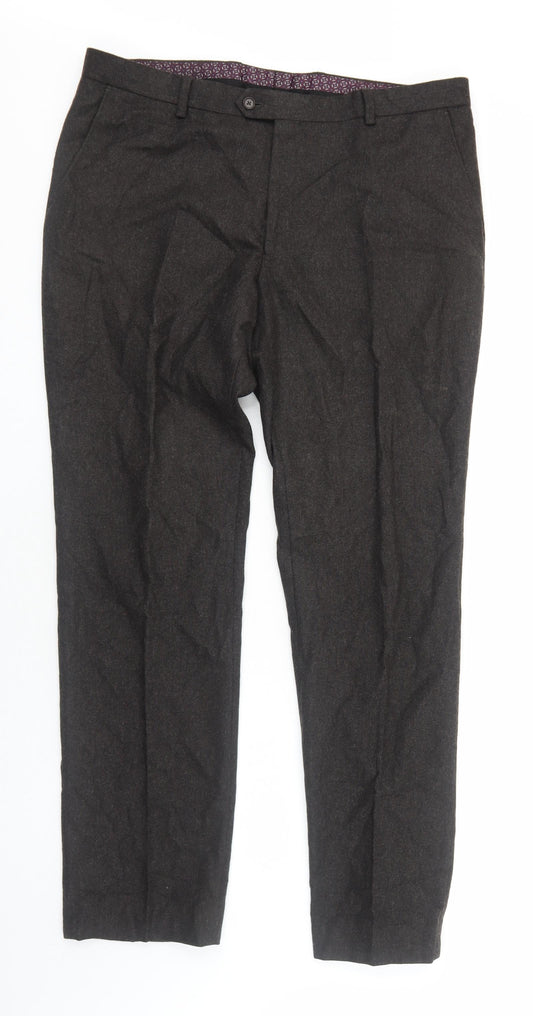 NEXT Mens Grey Wool Dress Pants Trousers Size 38 in L33 in Regular Zip