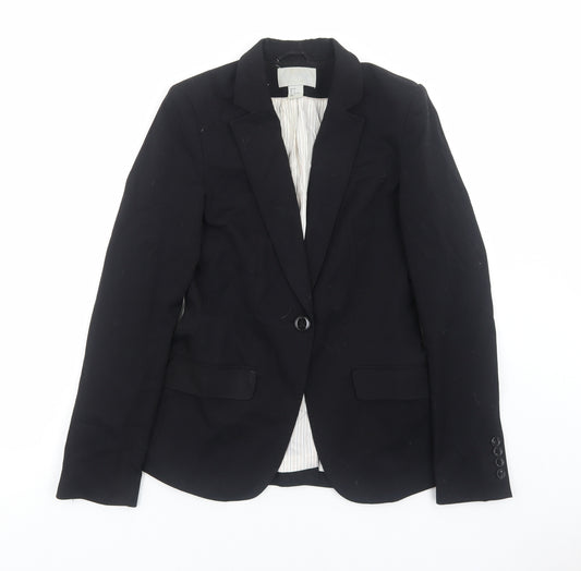 H&M Womens Black Polyester Jacket Blazer Size 6