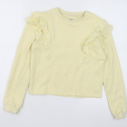 F&F Girls Yellow Cotton Pullover Sweatshirt Size 10-11 Years Pullover