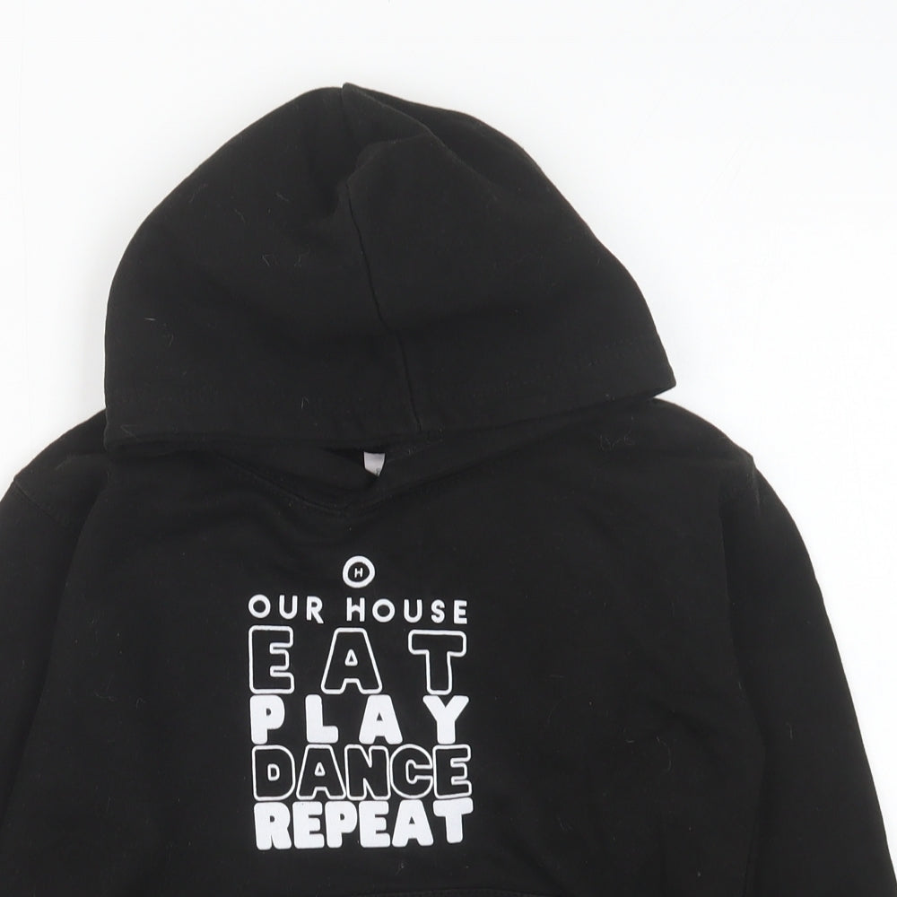 Just Hoods Boys Black Cotton Pullover Hoodie Size 7-8 Years Pullover - Eat Play Dance