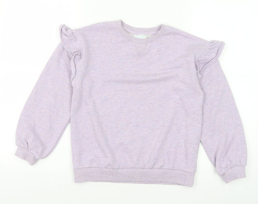 Leigh Tucker Girls Purple Cotton Pullover Sweatshirt Size 9-10 Years Pullover