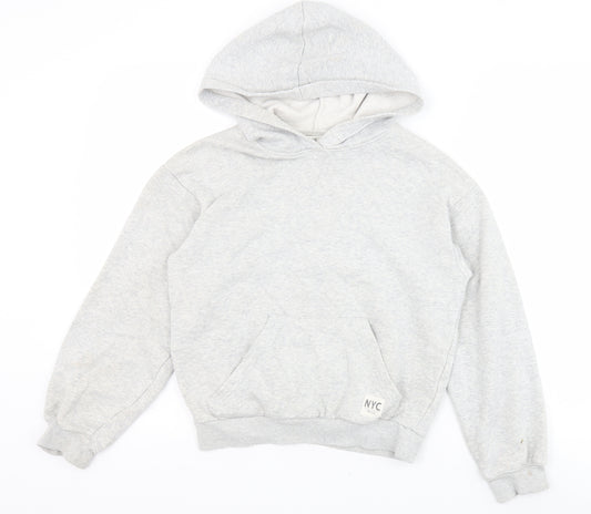 H&M Boys Grey Cotton Pullover Hoodie Size 11-12 Years Pullover