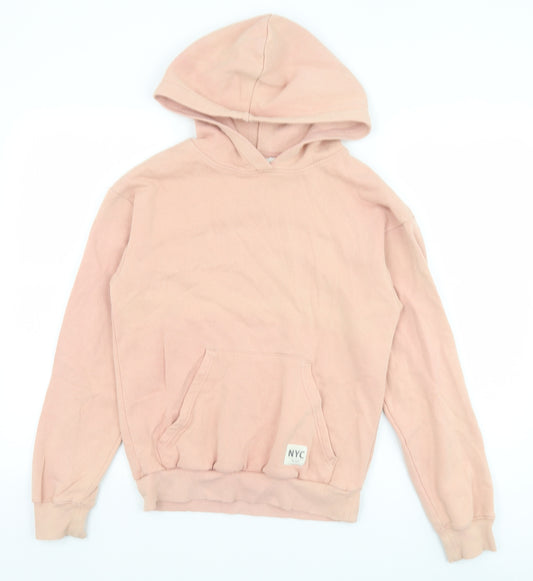 H&M Girls Pink Cotton Pullover Hoodie Size 13-14 Years Pullover