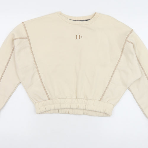 HOLYFIELD Girls Beige Cotton Pullover Sweatshirt Size 11 Years Pullover - Contrast Stitching