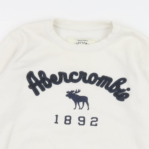 abercrombie kids Girls Ivory 100% Cotton Pullover Sweatshirt Size M Pullover