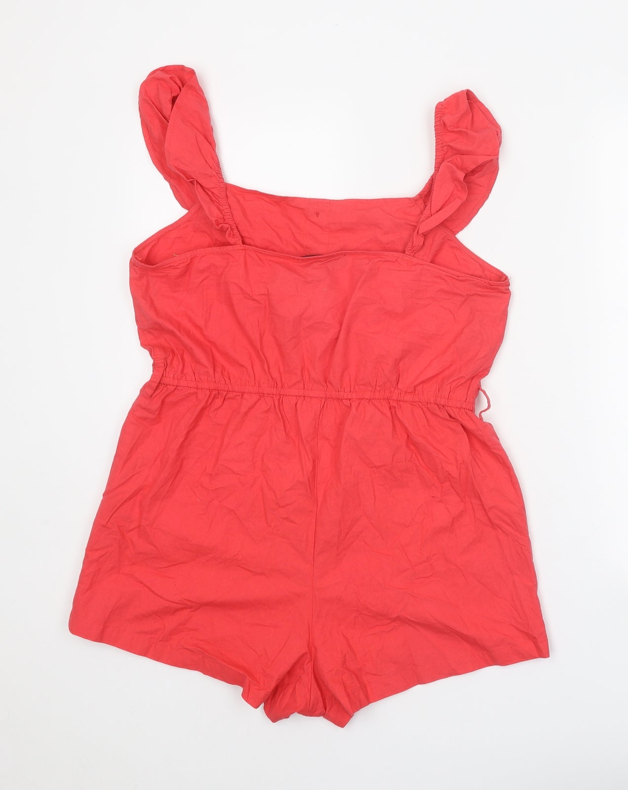 Missguided Womens Red Polyester Romper One-Piece Size 12 Button