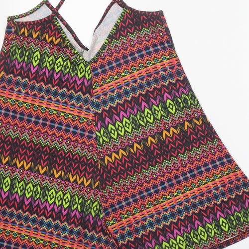 Boohoo Womens Multicoloured Geometric Polyester Playsuit One-Piece Size 10 Pullover